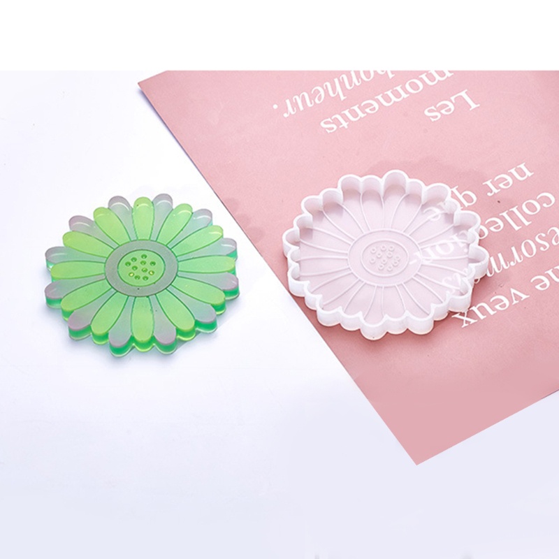 SIY  Sunflower Coaster Resin Molds Floral Shape Tray Epoxy Resin Molds Coaster Molds