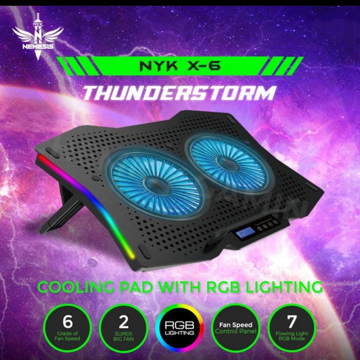 NYK X6 Thunderstorm Gaming Cooling Pad Laptop 2 Fan