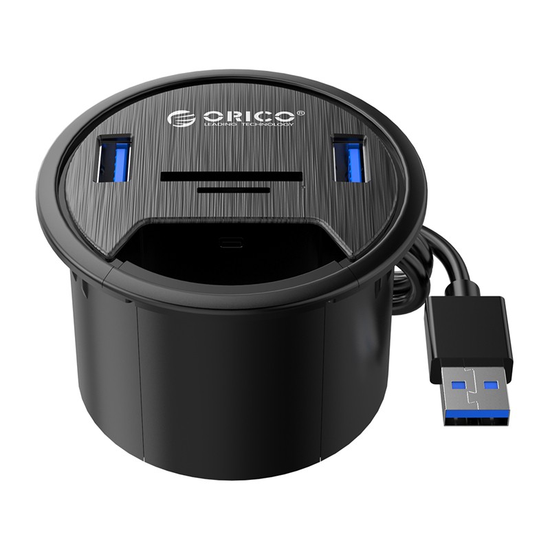 DESKTOP GROMMET HOLE USB 3.0 ORICO WITH HUB 2 PORT CARD READER TF SD 5GBPS 1.5M CABLE DESK-2UST