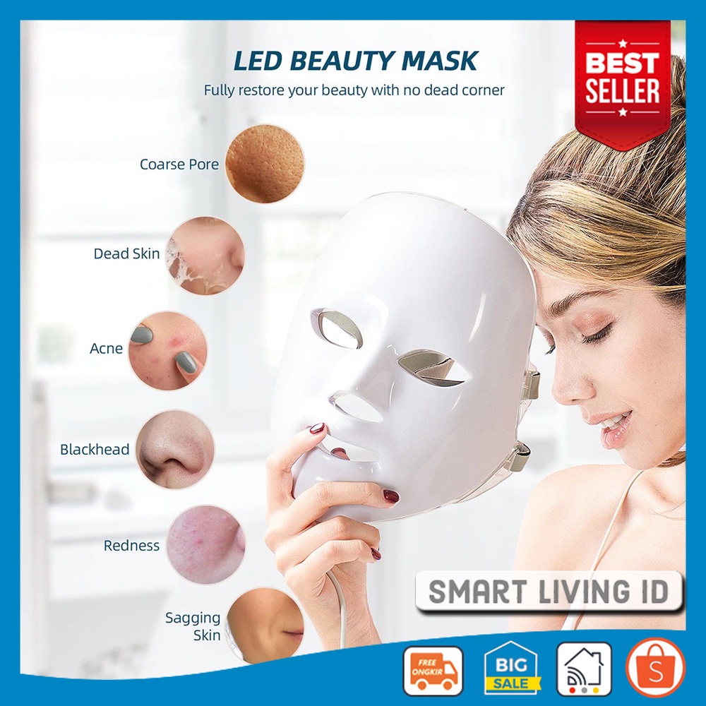 ForeverLily Masker Terapi Kecantikan Wajah LED Phototeraphy Facial Beauty Mask Anti Aging Treatment 