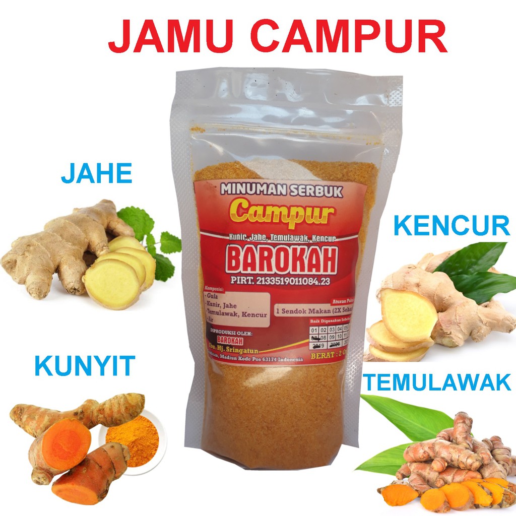 

Jamu Campur (Temulawak Jahe Kunir Dan Kunyit) Instan Tanpa Ampas 200 Gram