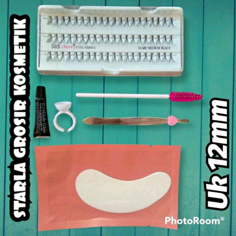 Paket eyelash extension sendiri dirumah varian medium uk 12mm / peralatan eyelash / bulu mata tanam 