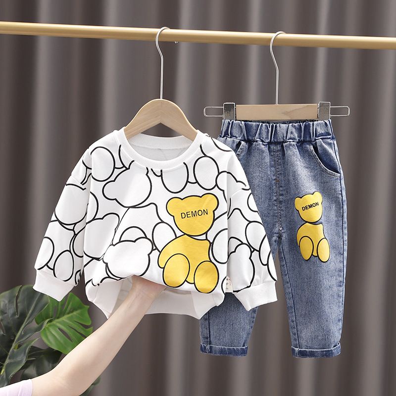 babylovanta - setelan anak laki-laki / setelan import premium / setelan anak motif SWEATER BEAR BLACK &amp; WHITE