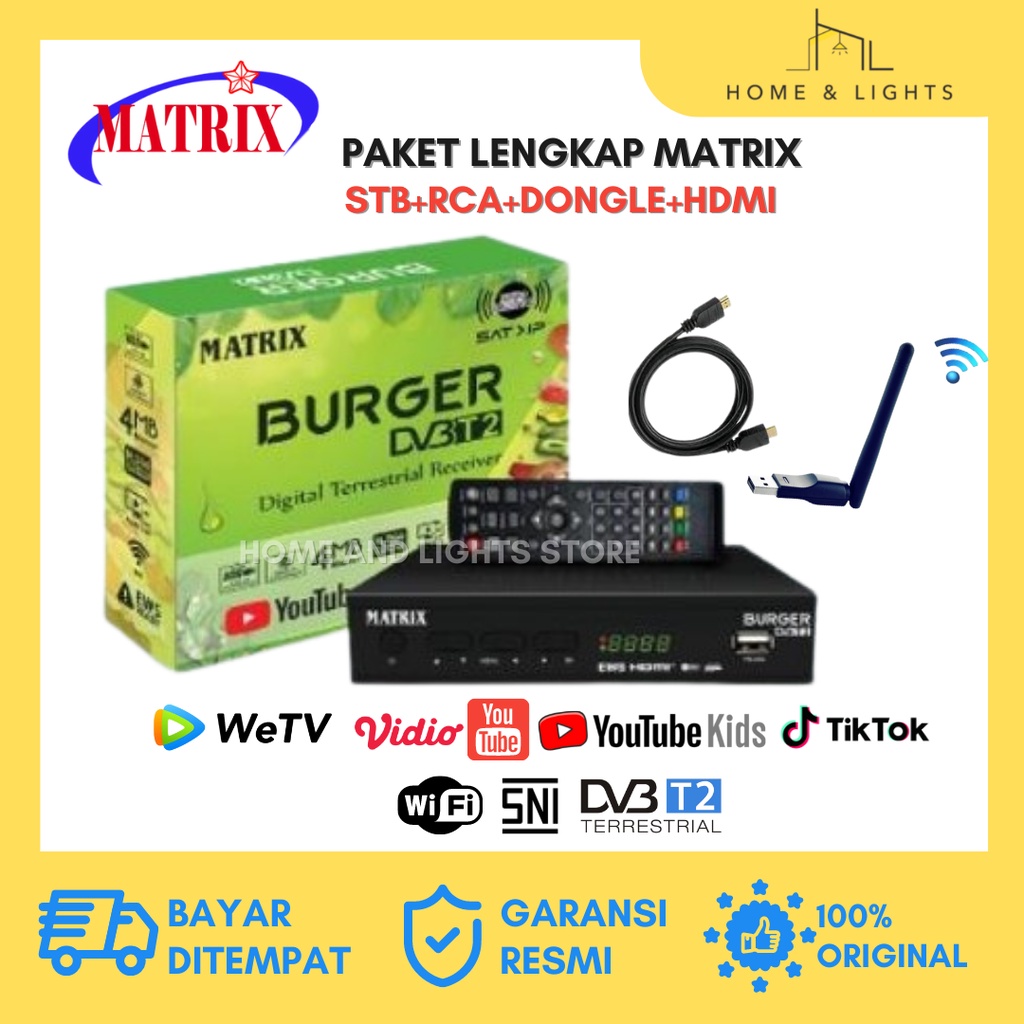 Set Top Box TV Digital Matrix Burger Hijau DVBT2 Matrix Apple Kuning / Set Box TV Digital Matrix Kuning / set box tv digital / box tv digital / set top box tv tabung