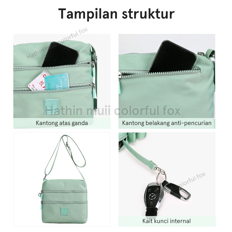 Hathin muii COLORFUL FOX 0431 Tas Selempang Wanita Sling Bag Wanita Shoulder Bag Wanita Korea fashion