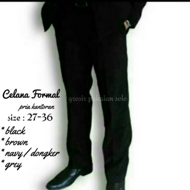 Celana Formal Panjang Polos Pria Kantoran Hitam Coklat Navy Abu
