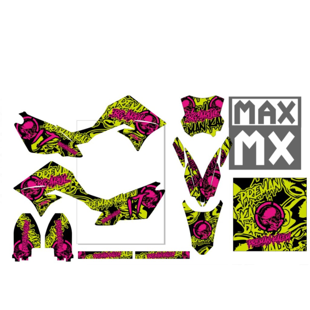 Decal Stiker KLX 150 New Dtracker Dekal Variasi Sticker Striping costum Full Body hijau 007