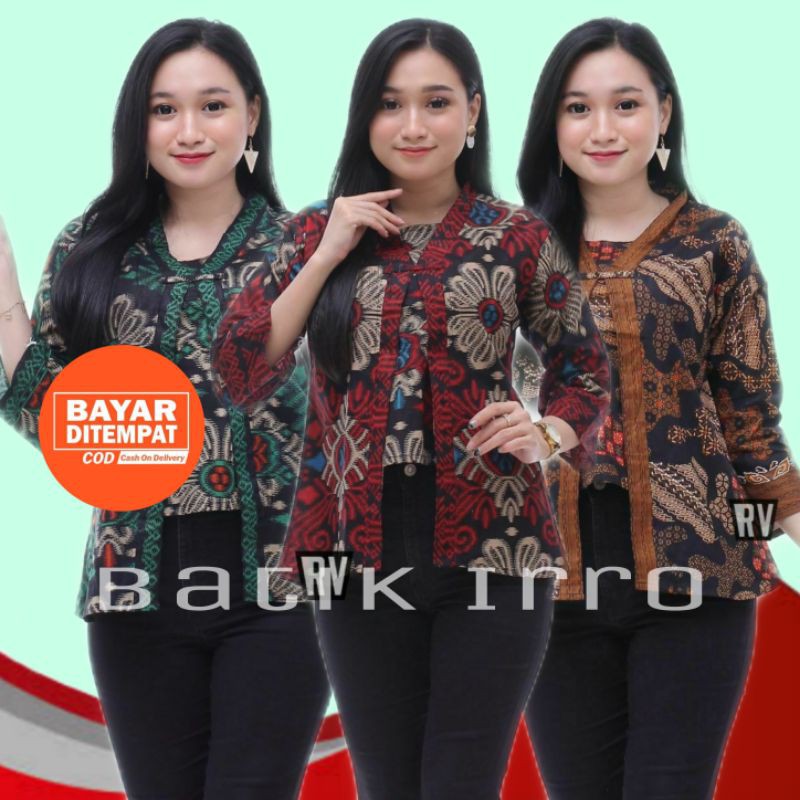 Batik wanita ASJ SA HRB026 Kenongo Kemeja Tosca Pendek kerja kantor