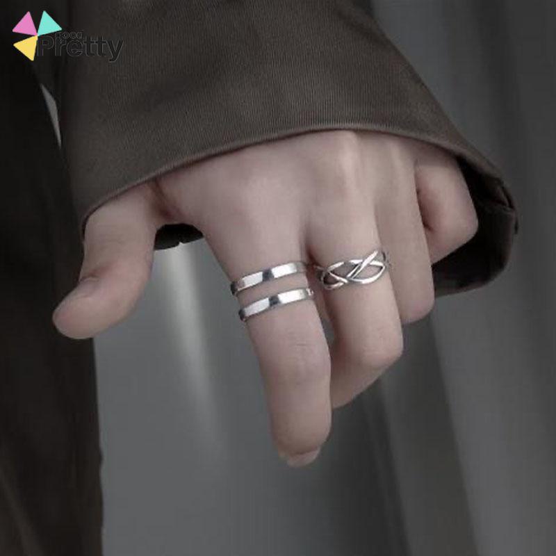 3pcs Cincin Jari Telunjuk Model Terbuka Dapat Disesuaikan Tidak Pudar Untuk Unisex - PD