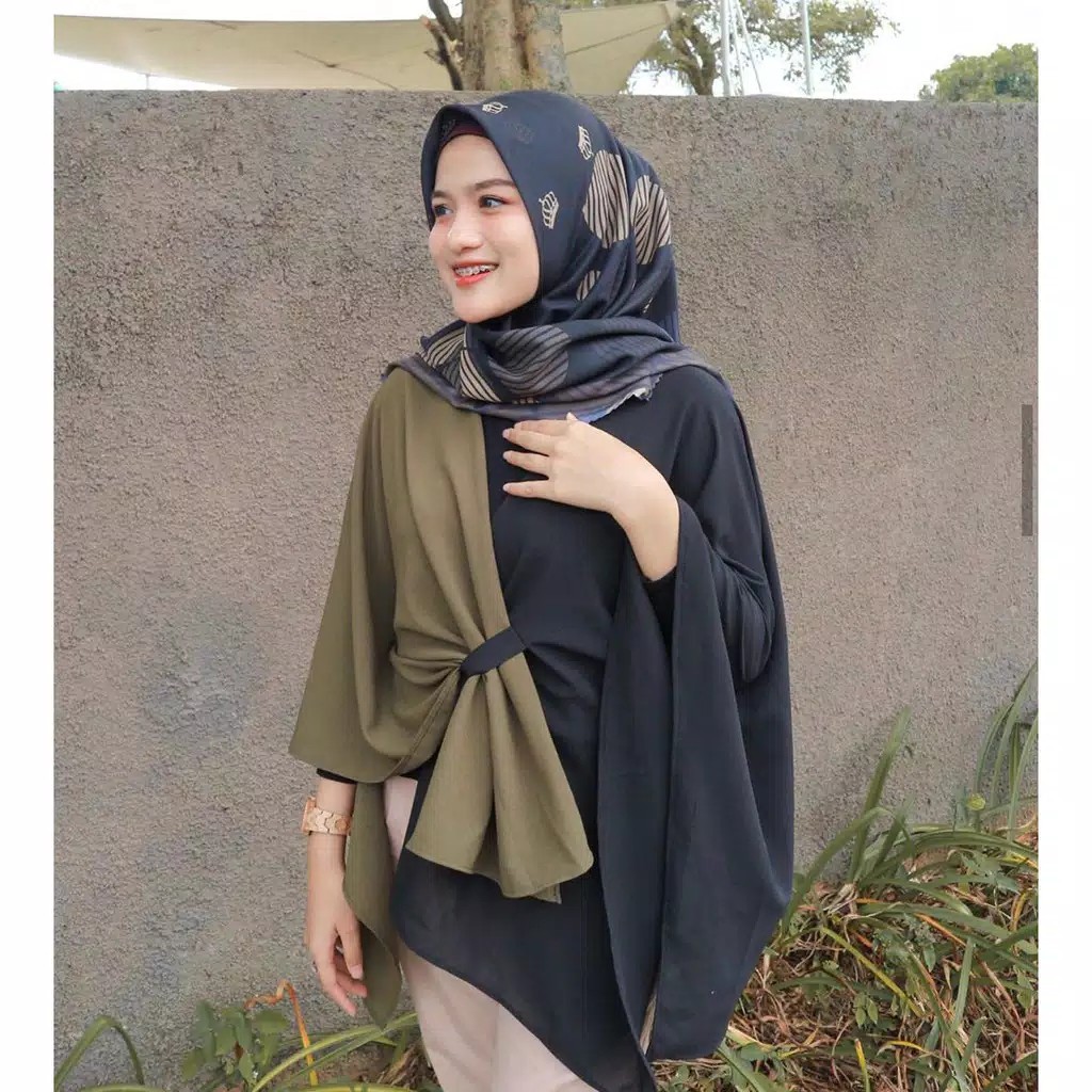 [ COD ] Ami Outer Cardigan Two Tone Sisy Cardi Muslim Termurah-1