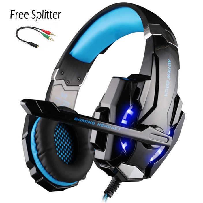 Headset Gaming Kotion Each G9000 Twisted with LED Light Free Splitter 1 Female 2 Male