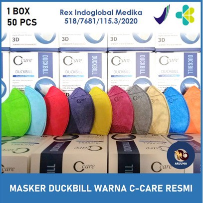 Masker Duckbill Warna C-Care Ccare 3ply Garis Embos