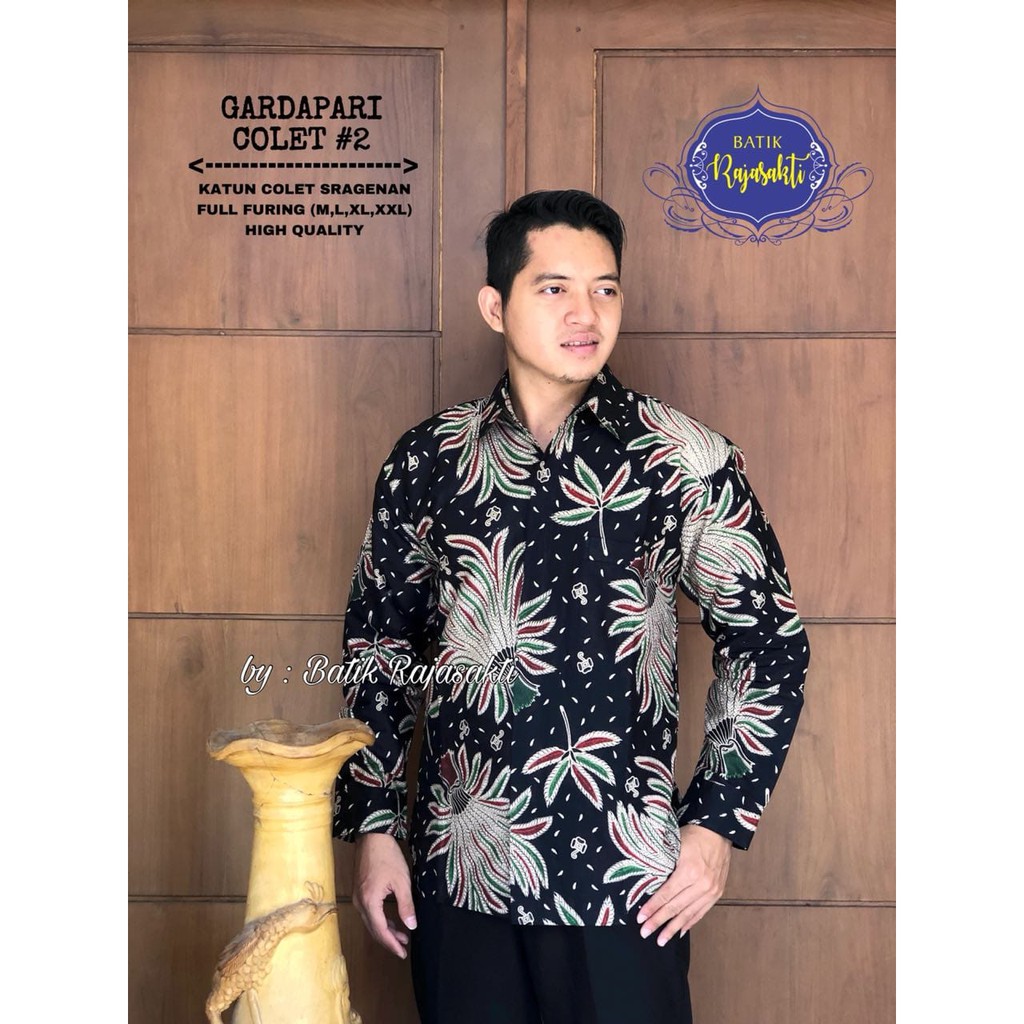 GARDAPARI COLET RAJASAKTI KEMEJA BATIK SOLO PRIA LENGAN PANJANG LAPIS FURING ATASAN BATIK PREMIUM MODERN KATUN HALUS BAHUWIRYA  BANAMITRA BANAMITRA PUTIH BANGSAWAN BAYU PUTRA BERLIAN BIRU BHARATAYUDA BIMASENA BIRENDRA BIRU INDAH BRAHMAKERTA BRAHMAKERTA