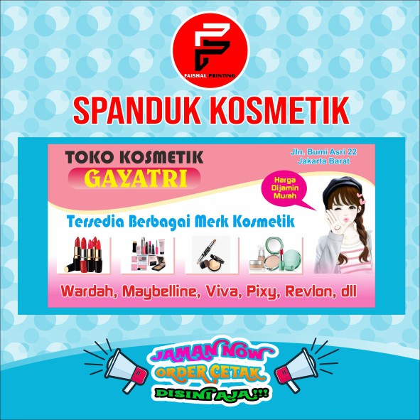 banner/spanduk/backdrop toko kosmetik ukuran 2 x 1 meter