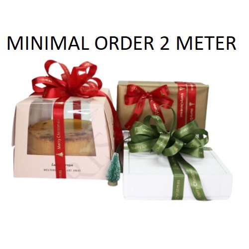 

PSM153 Per Meter Pita Satin Kado Natal 15 mm Merry Christmas Xmas Premium Ribbon Hampers
