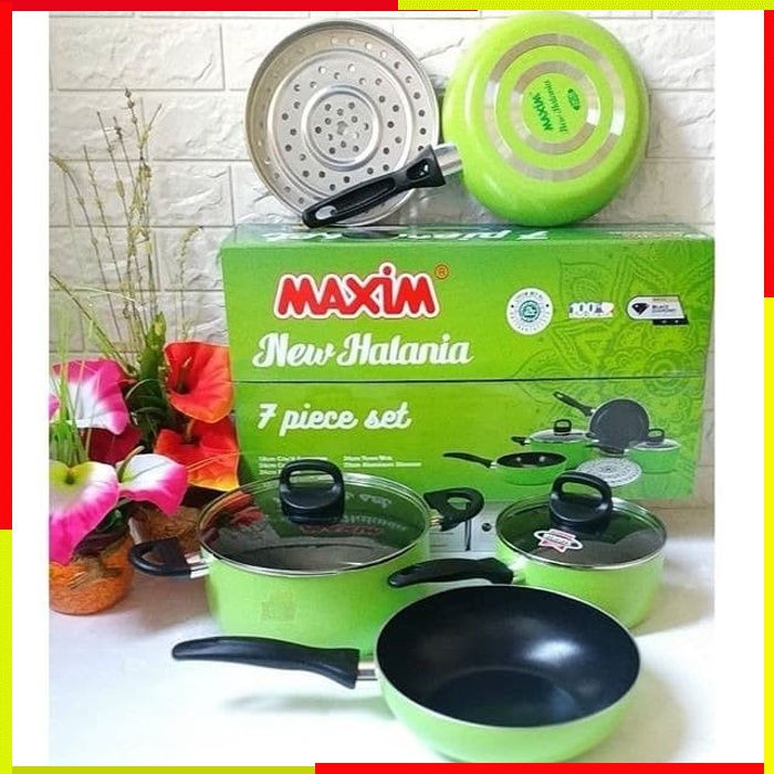 PANCI MAXIM NEW HALANIA SET WAJAN PERALATAN DAPUR PENGGORENGAN ANTI LENGKET SET TEFLON MAXIM MURAH