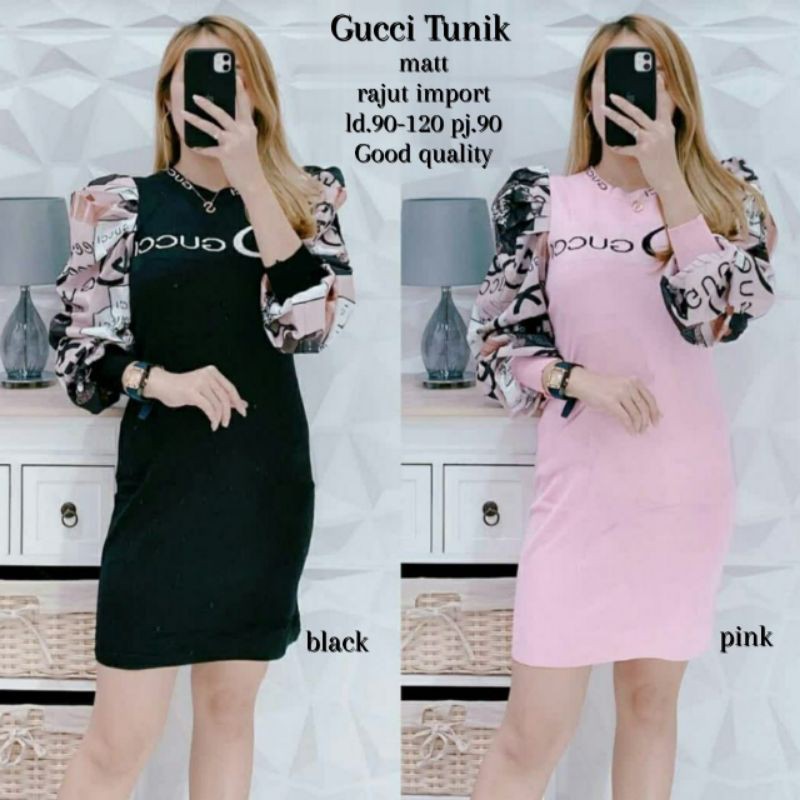 tunik rajut import terbaru motif gucci/dress rajut import gucci