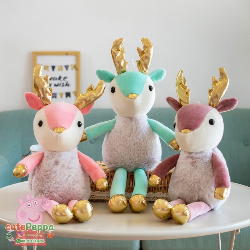 Boneka rusa emas kado natal lembut 40cm ala miniso import