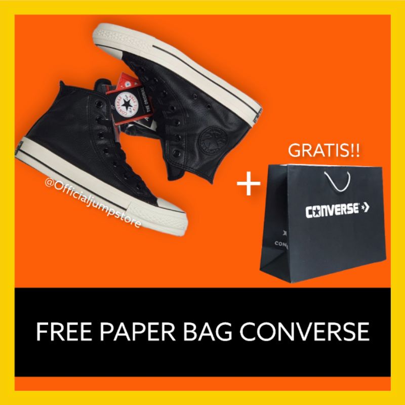 [BISA COD] CONVERSE CT LEATHER BLACKWHITE PREMIUM