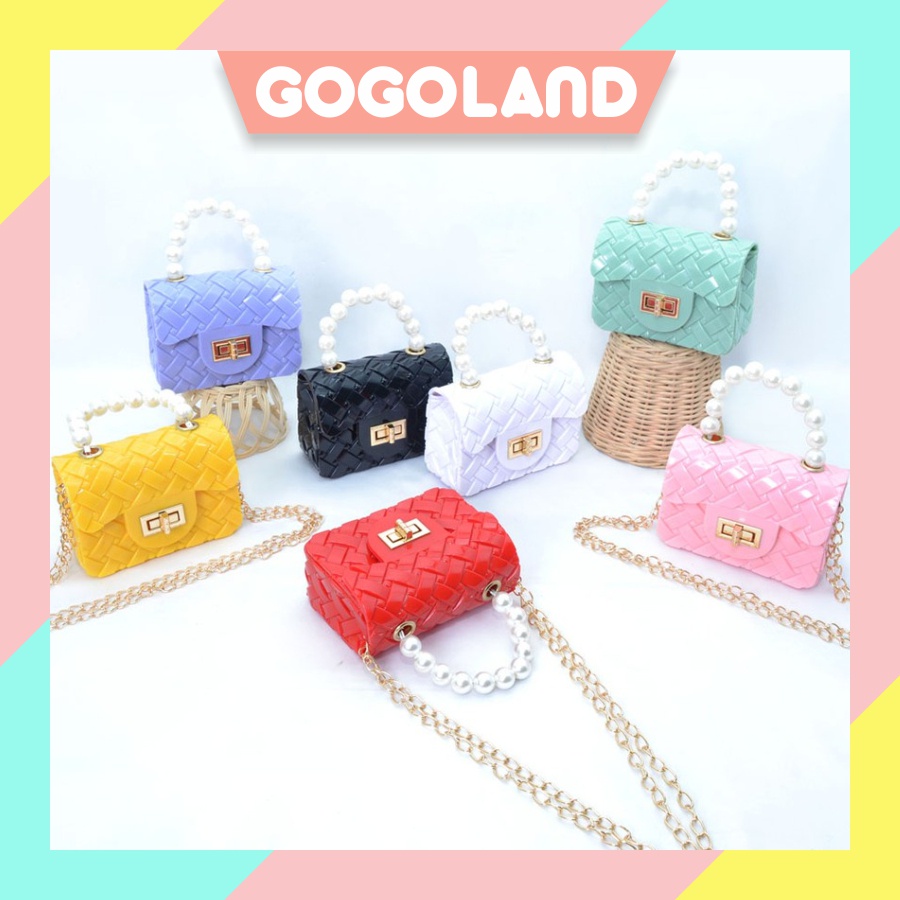 ⭐Gogoland⭐ TAS IMPORT JAKARTA JELLY MUTIARA JELLY MINI ANYAM W164