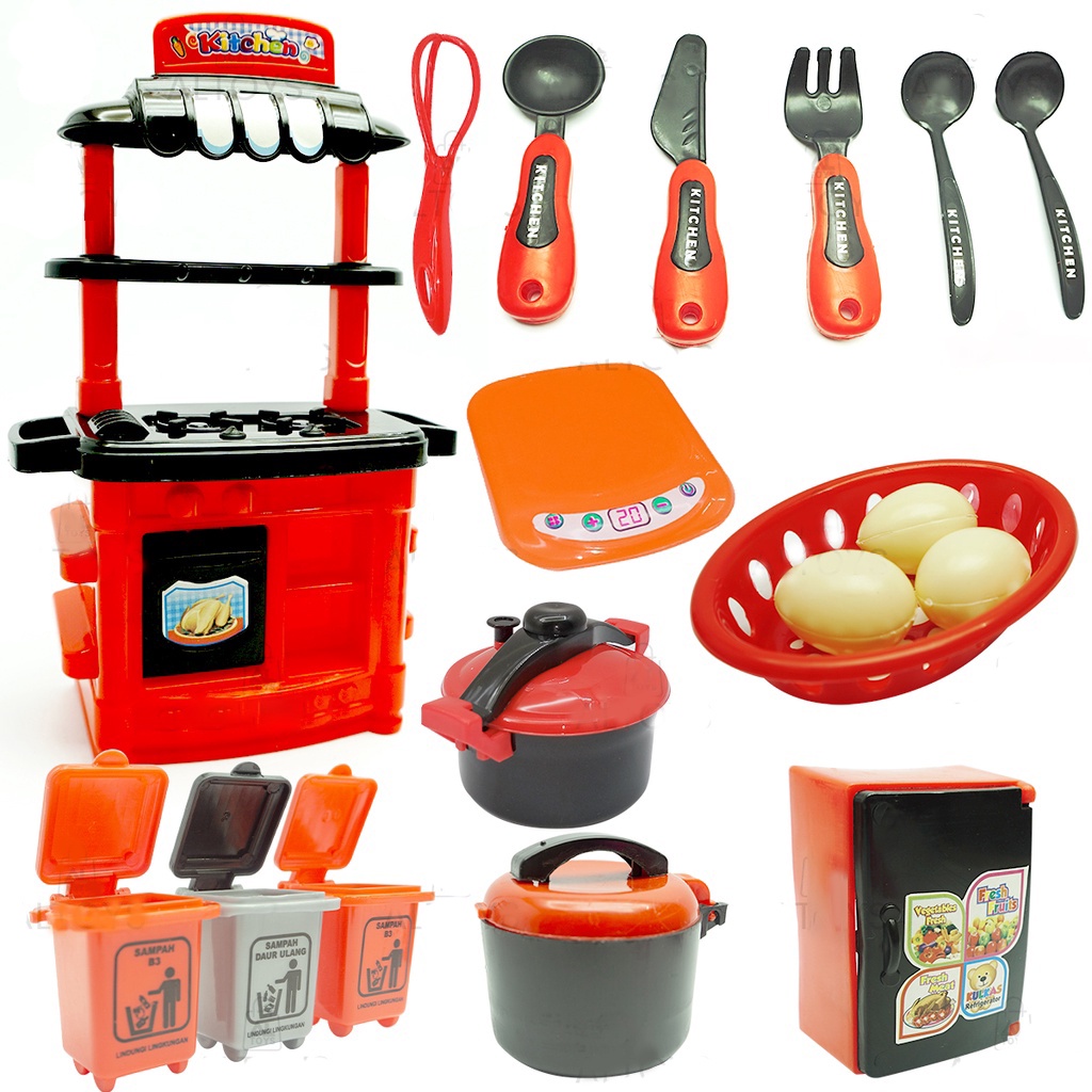 [MK25 / MK30] Mainan Anak Perempuan Set Masak Masakan - Kitchen Cook Dapur Kompor / Telur Mini / Spatula / Tong Sampah / Rice Cooker