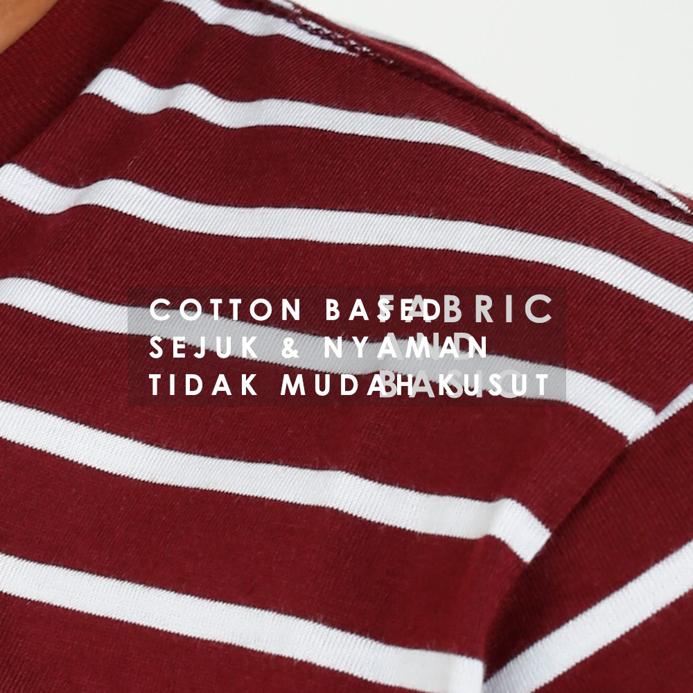 Kaos Garis Lengan Panjang Warna Medium Maroon – Kaos Stripe Kaos Polos Garis - Garis