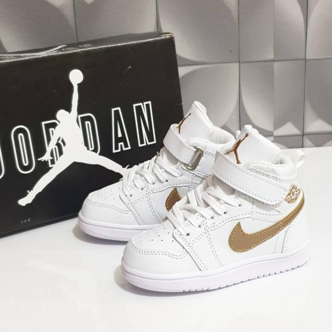 Sepatu anak Nike air Jordan white gold grade original