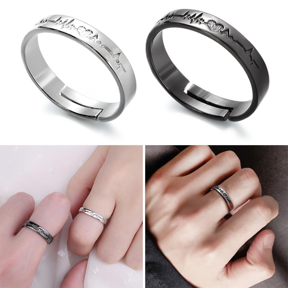 CHOOKYY Cincin Couple Adjustable Hadiah Ulang Tahun Gaya Korea Warna Hitam Silver