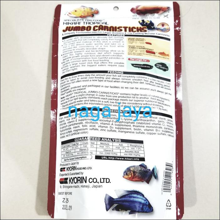 HIKARI JUMBO CARNISTICKS 182 GR ORIGINAL PAKAN PELET IKAN PREDATOR