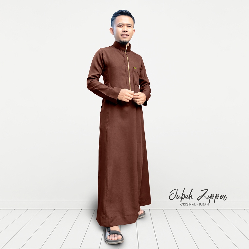 JUBAH RESLETING / ZIPPER - Jubah Pria, Gamis Pria, Jubah Gamis Pria,  Gamis Pria Dewasa, SLIM FIT