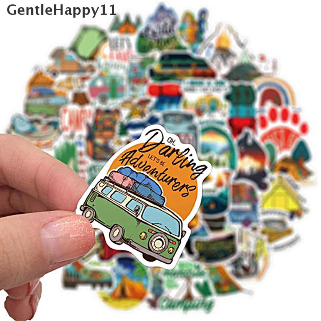 Gentlehappy 50Pcs Stiker Graffiti Bahan PVC Untuk Gitar / Travel / Camping / Outdoor