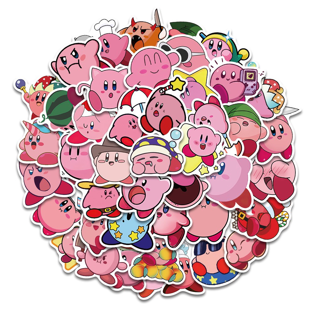 50PCS New Kawaii Kirby Stickers Decal For Girl Cute Cartoons Sticker to DIY Suitcase Stationery Fridge Water Bottle Guitar