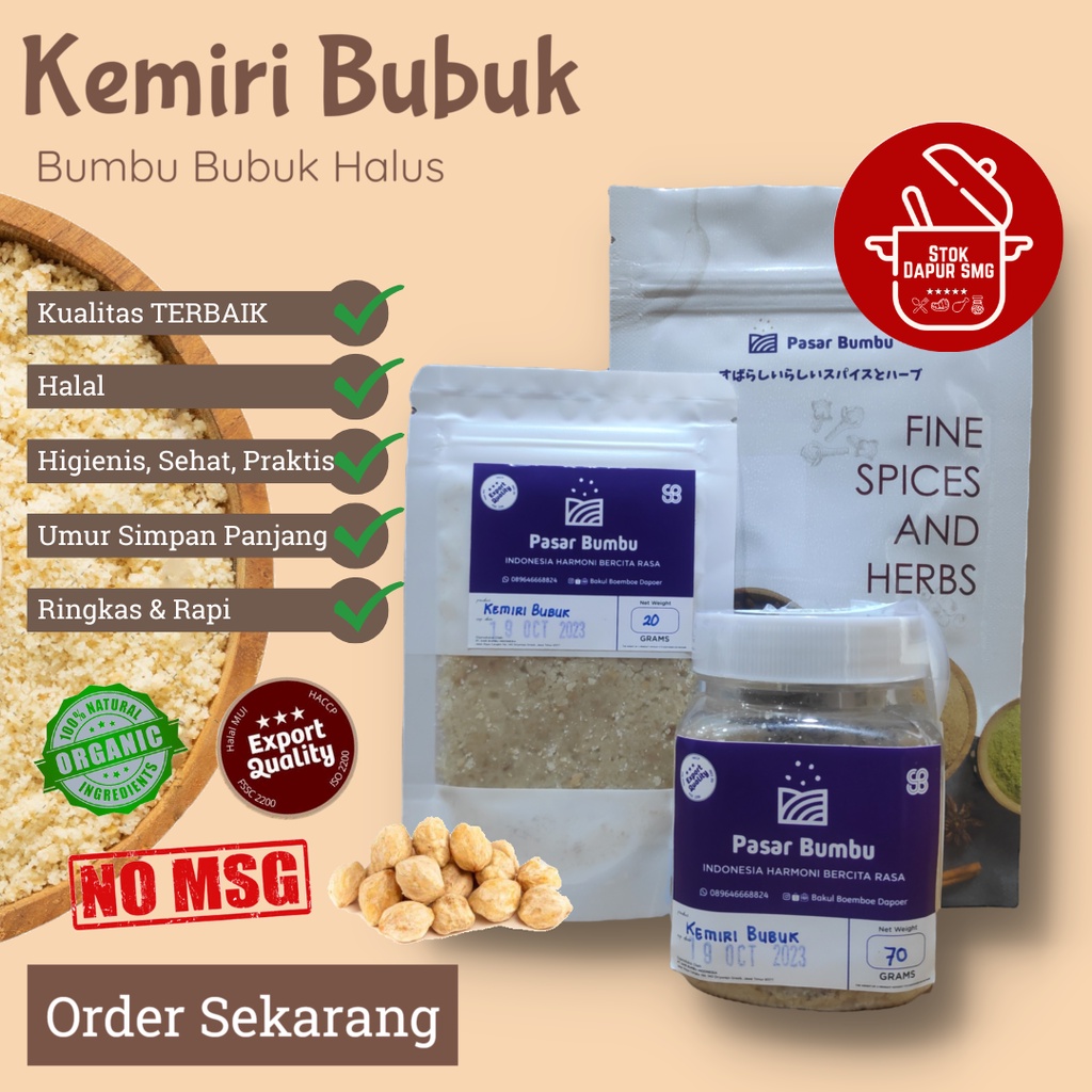 

Pasar Bumbu Kemiri Bubuk Halus / Candlenut Powder Pouch Refill 20gr 50gr 100gr Botol 70gr