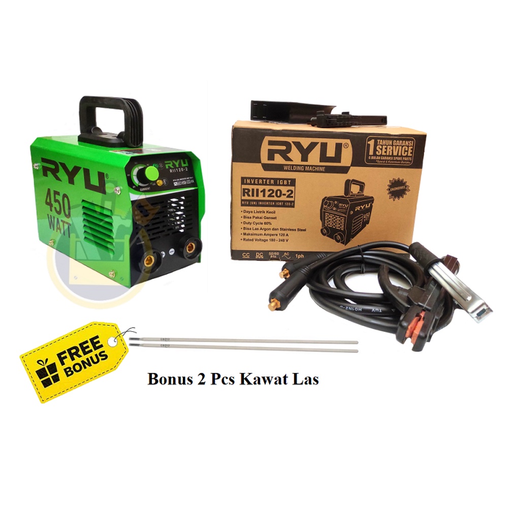 RYU Mesin Las 450watt 120a RII 120-2 a Trafo Las Listrik Travo Las Welding Inverter IGBT 450 watt