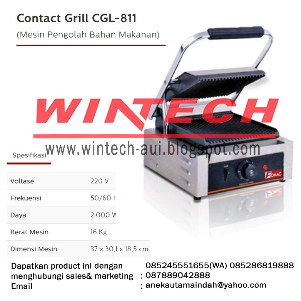 FOMAC CGL-811 Electrical Contact Grill - Mesin Pengolah Bahan Makanan