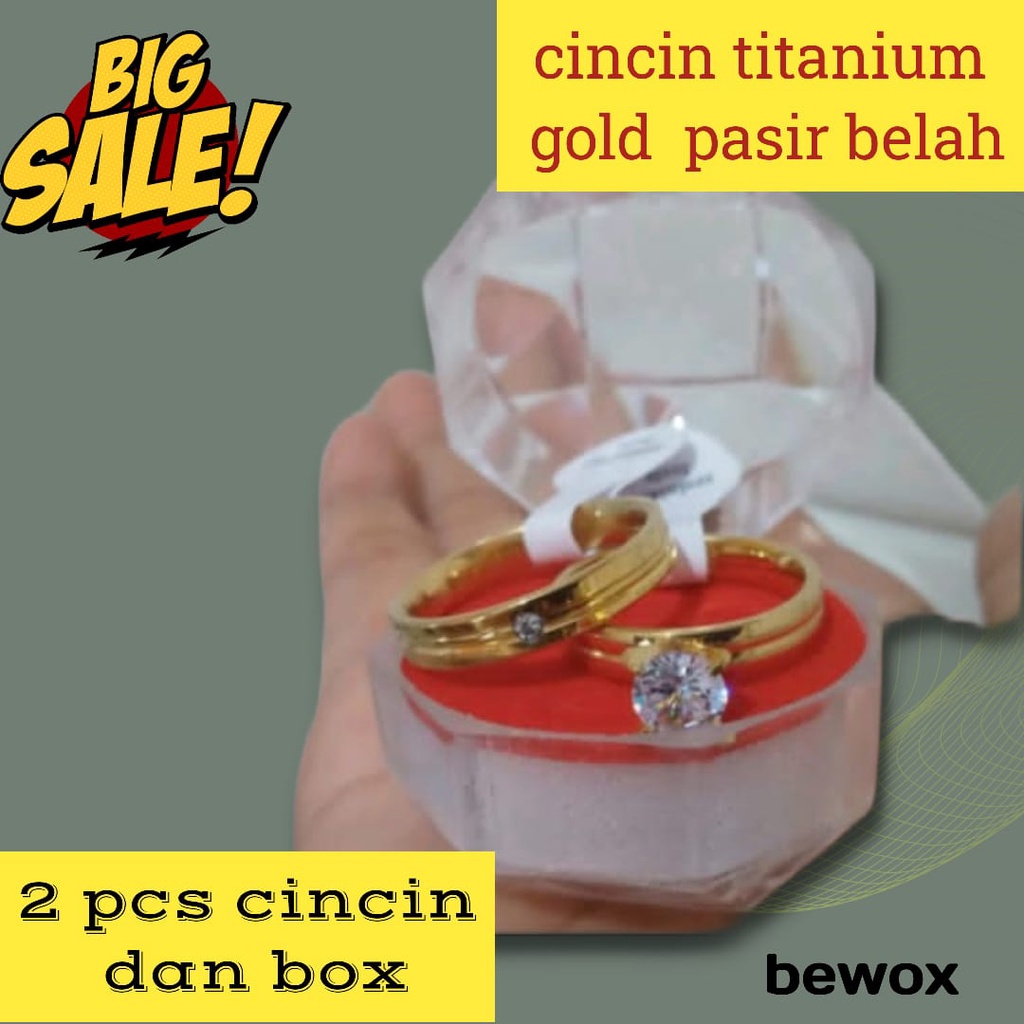 Cincin Couple Titanium ANTI KARAT SELAMANYA harga PROMO Free Box Cincin