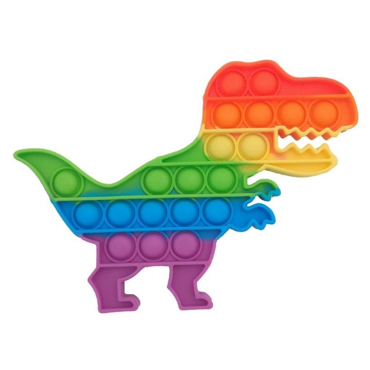 mainan pop it popit pencet-pencetan silikon bayi murah | mainan stimulasi bayi|  Mainan Sensori Anak-Rainbow Dino