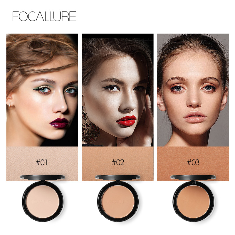 FOCALLURE Natural Matte Pressed Powder Oil Control Waterproof Face Cosmetics FA16