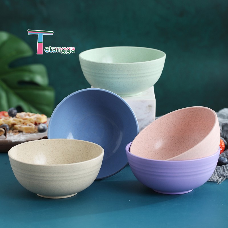 4Pcs Mangkok Bowl Mangkuk Plastik Microwave Warna Warni Set Mangkuk Gandum Quality Wheat Bowl VS-10