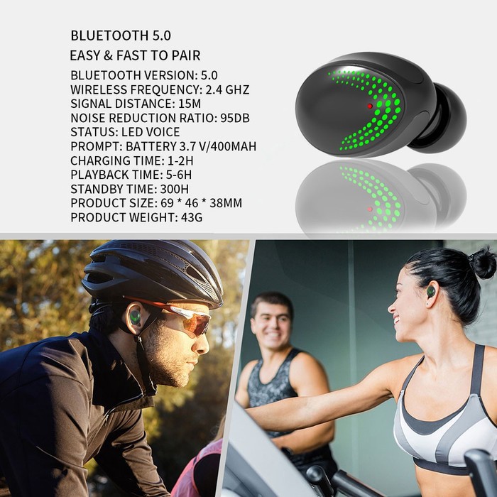 EARBUDS K1 LED DISPLAY WITH FINGER TOUCH CONTROL