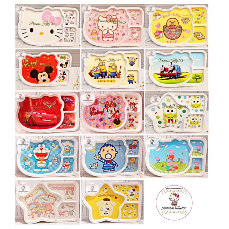 PIRING MELAMIN SEKAT KEPALA/BINTANG | PIRING SEKAT MOTIF KARAKTER HELLO KITTY KEROPPI MICKEY GUDETAM