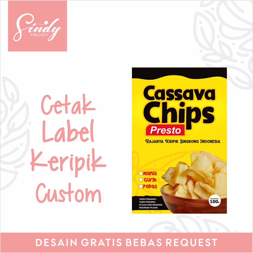 Jual Cetak Sticker Label Keripik Ketela Singkong Custom Label Sticker