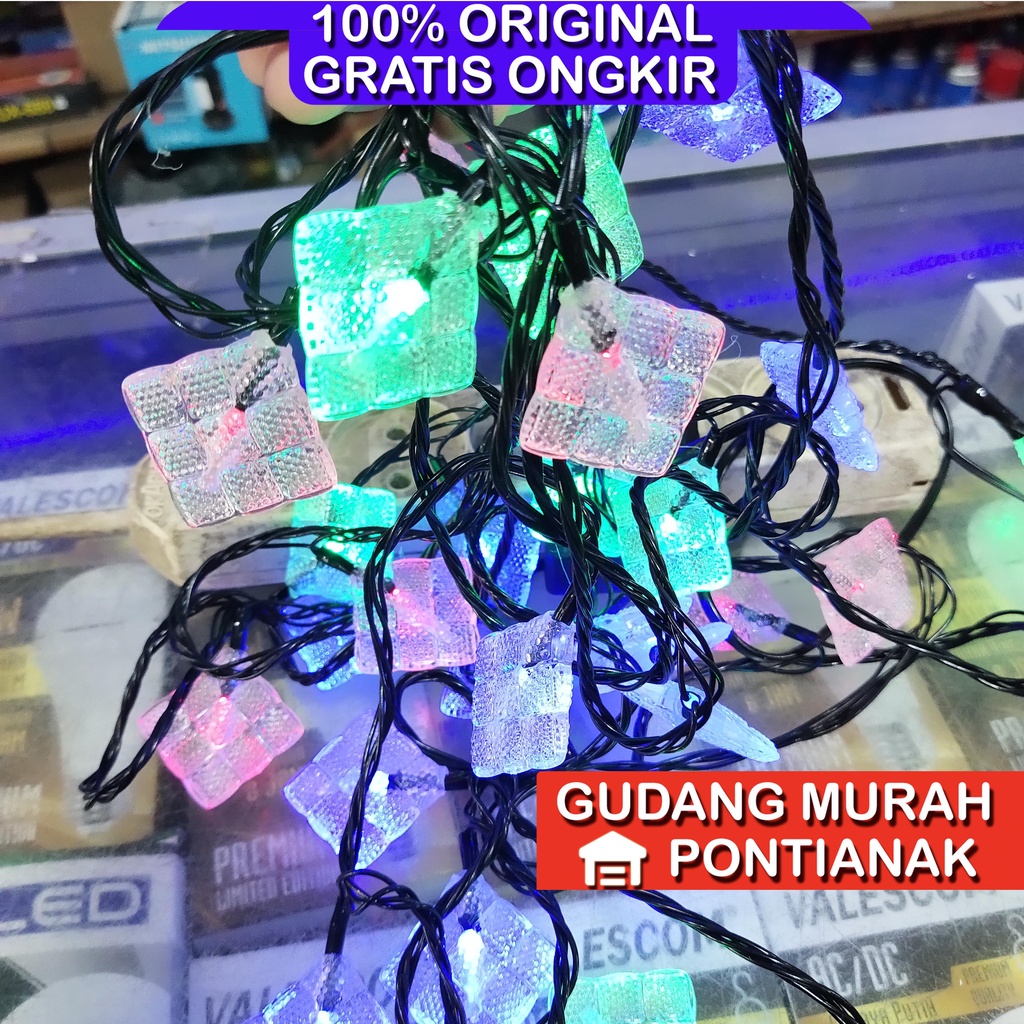 Lampu seri ketupat Akrilik Bening Warna Warni Satu Ketupat 2 warna LED