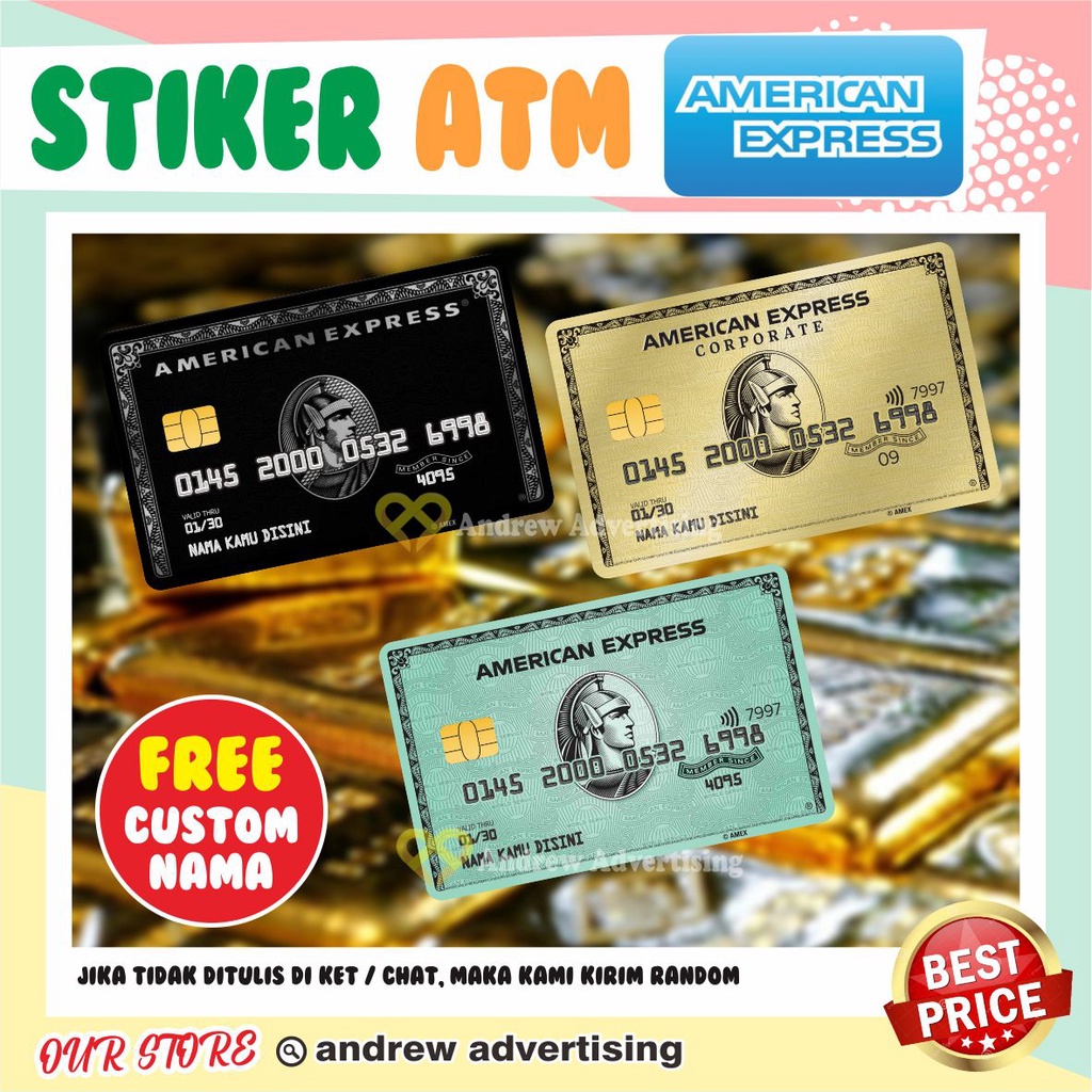 STIKER ATM AMERICAN EXPRESS | STIKER KARTU ATM / SKIN KARTU ATM / DEBIT / EMONEY / FLAZZ