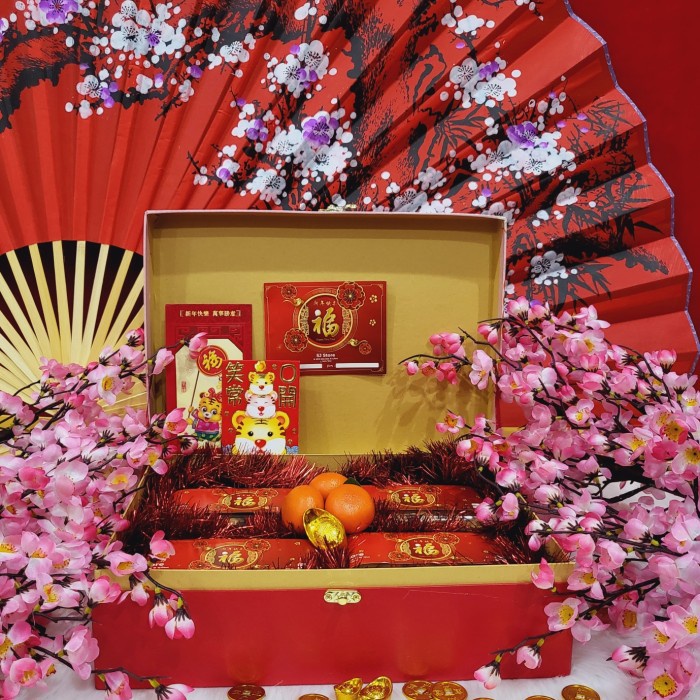 

Paket box dekorasi sakura hampers imlek cny parcel kado kue kering 81