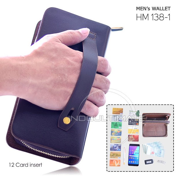 Dompet Pria HM-138-1 - Brown / Dompet Cowok Kartu ATM Panjang Lipat Kulit Import Murah