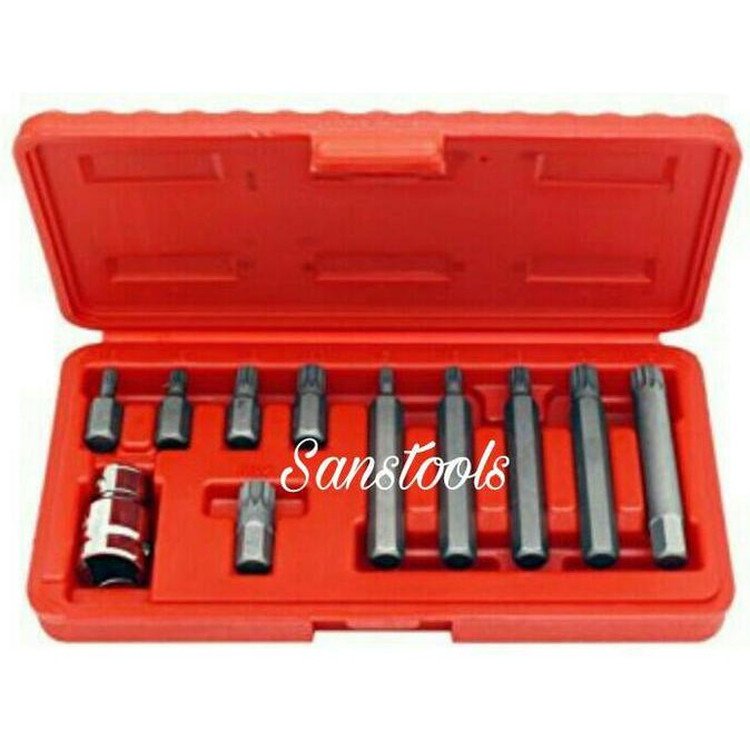 Spline bit socket set 11pcs / mata kunci sock bit segi 12 TAIWAN 1/2"