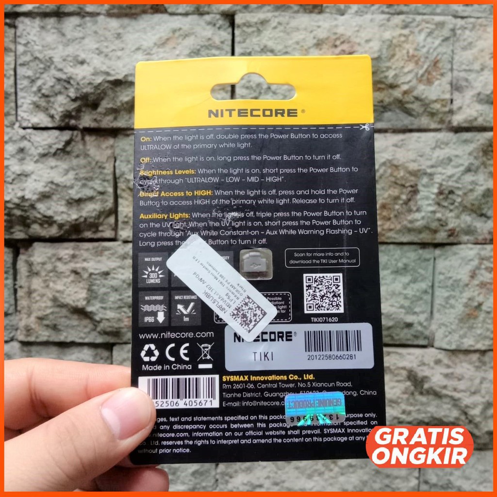 Senter Nitecore TIKI Mini LED OSRAM P8 300 Lumens plus UV untuk cek uang palsu