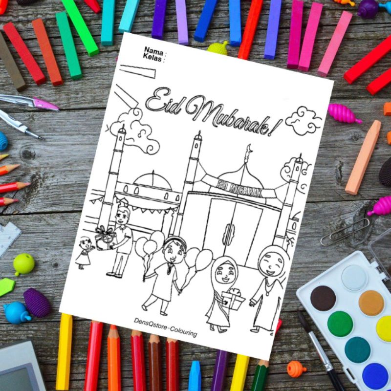 

Kertas Mewarnai Gambar Tema Idul Fitri / Eid Mubarak / Kertas Gambar (10 Lembar Gambar)
