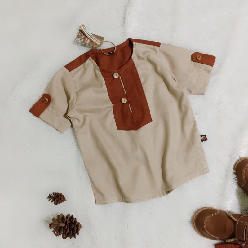 HUSNI Set Kids - Setelan Anak Koko Kurta Bahan Linen Adem Nyaman Usia 0-5 tahun